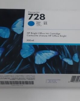 HP DesignJet 728 Cyan Ink Cartridge, 300ml (F9K17A)